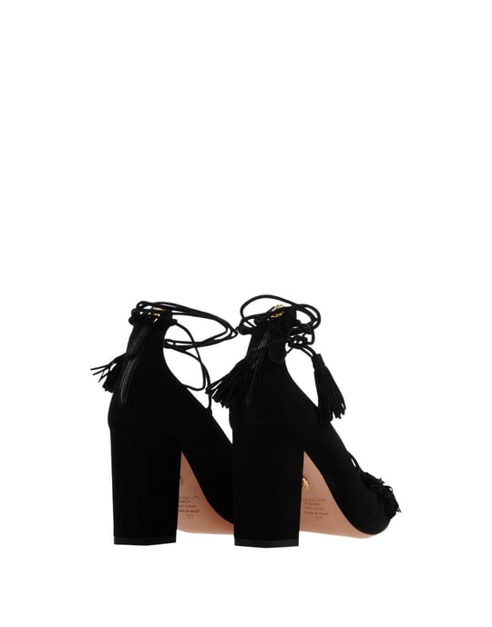Aquazzura Black Leather Heels With Tassels