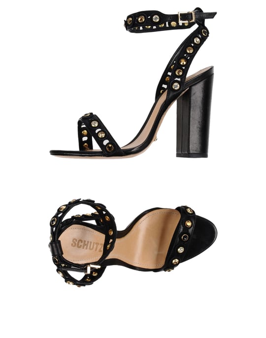 Schutz Black Leather Studded Heels