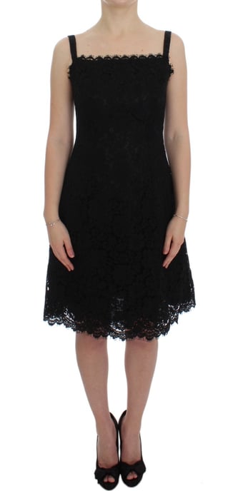 Dolce & Gabbana Women's Black Floral Lace Shift Knee Length Dress - Image 1