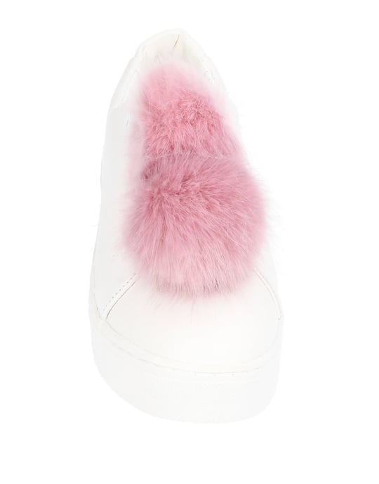 Sam Edelman White Leather Pom Pom Sneakers