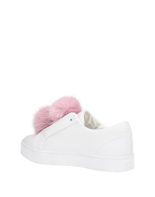 Sam Edelman White Leather Pom Pom Sneakers