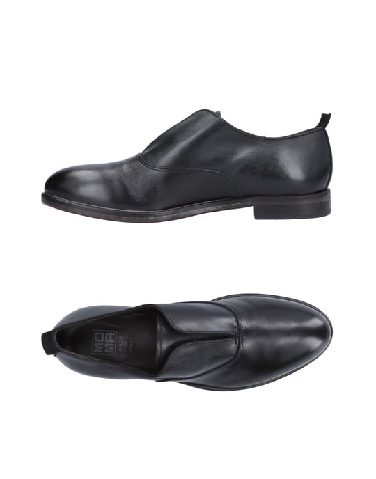 Moma Black Leather Slip Ons