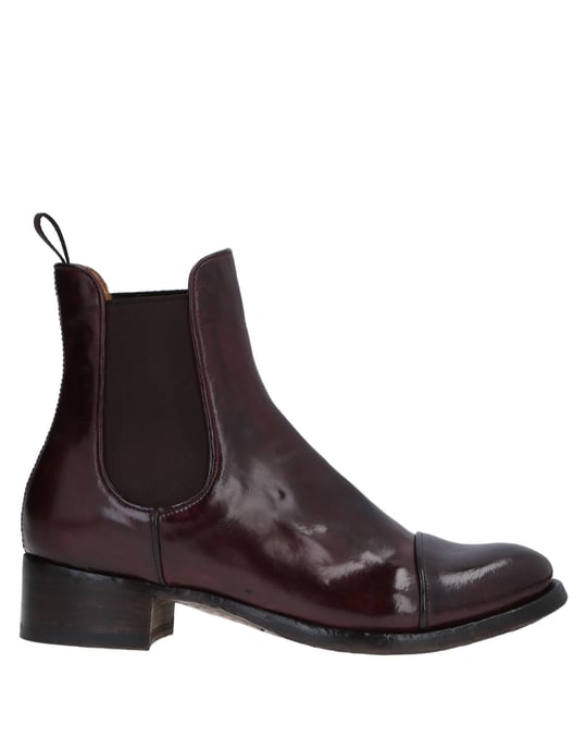 Officine Creative Italia Maroon Polished Leather Ankle Boots