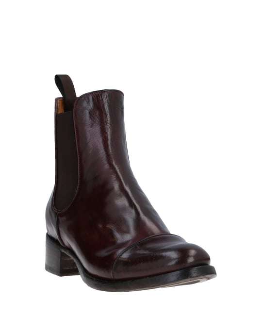 Officine Creative Italia Maroon Polished Leather Ankle Boots
