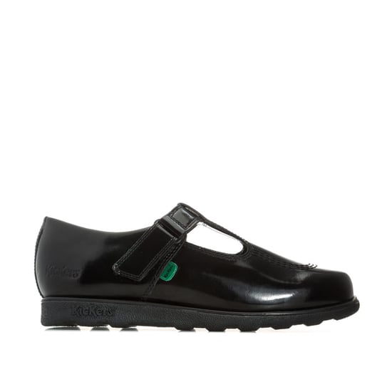 Girl's Kickers Junior Fragma T-Bar Patent Shoes in Black