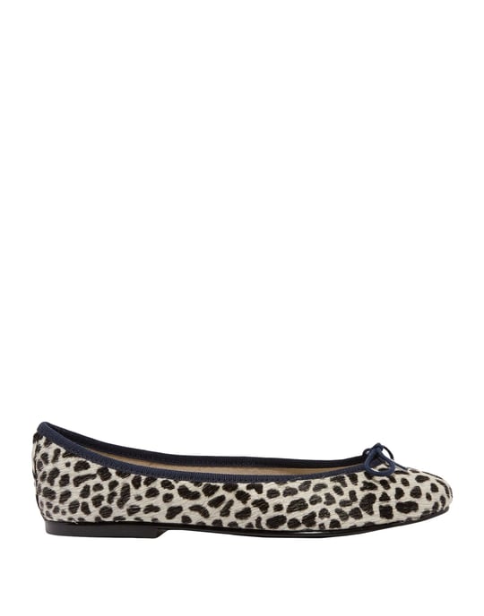 French Sole Black Leopard Print Leather Ballet Flats