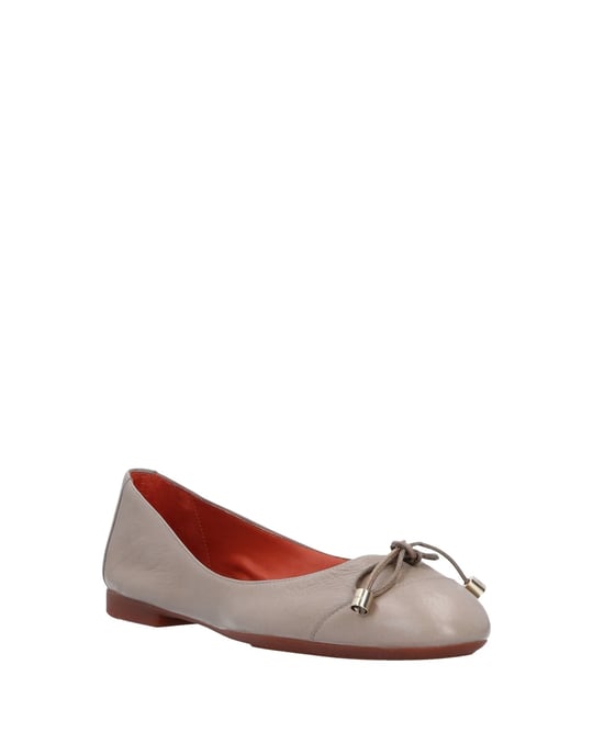 Santoni Dove Grey Leather Ballet Flats