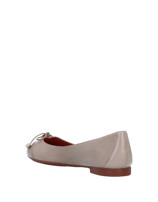Santoni Dove Grey Leather Ballet Flats