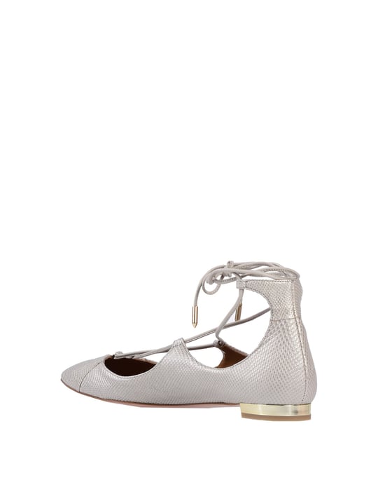 Aquazzura Light Grey Printed Leather Strapped Ballet Flats