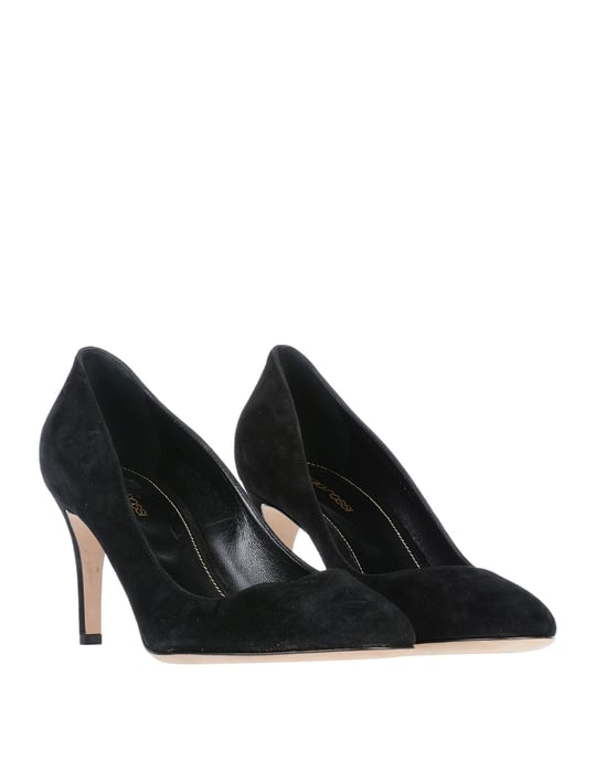 Sergio Rossi Black Leather Court Shoe Heels