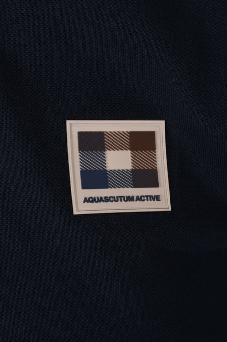 Aquascutum Check Patch Polo Shirt Navy