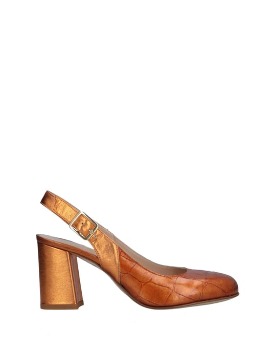 Bruglia Orange Leather Slingback Heels