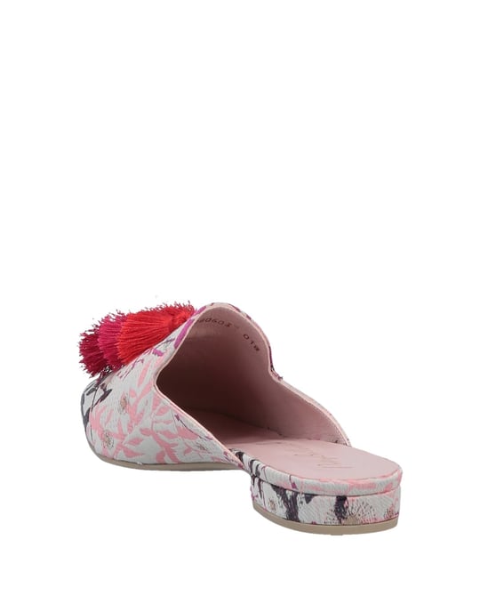 Pretty Ballerinas Beige Floral Design Brocade Flat Mules