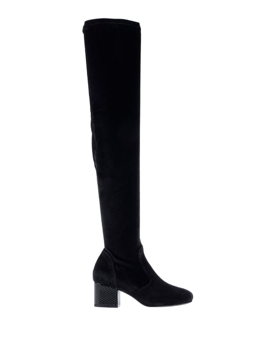 Pollini Black Chenille Over The Knee Boots