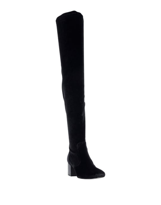 Pollini Black Chenille Over The Knee Boots