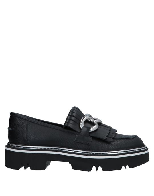 Pollini Black Calf Leather Loafers