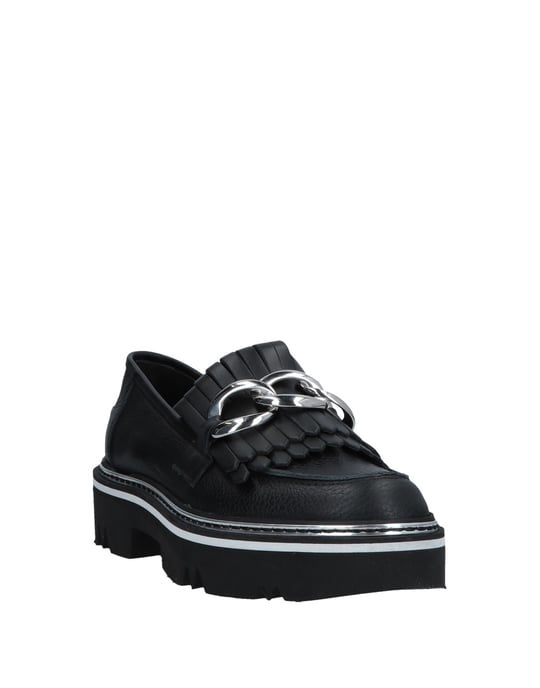 Pollini Black Calf Leather Loafers