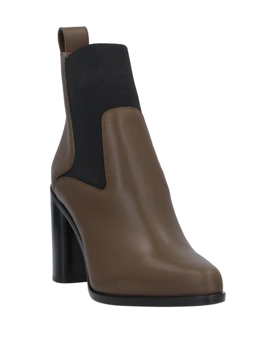 Chloe Khaki Leather Ankle Boots