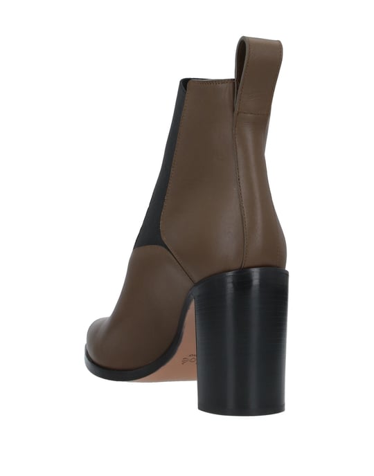 Chloe Khaki Leather Ankle Boots