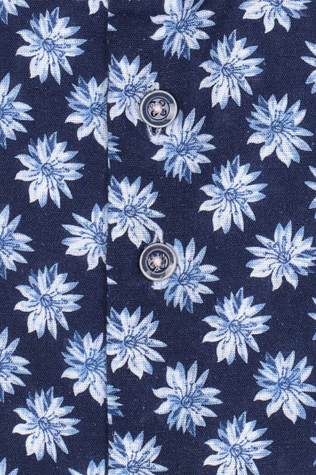 R2 Floral Linen Shirt Blue