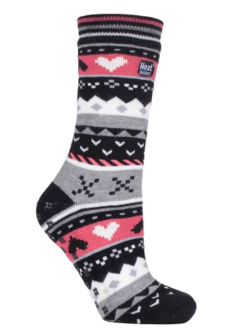 Ladies Fairisle Nordic Winter Non Slip Thermal Slipper Socks - Image 1
