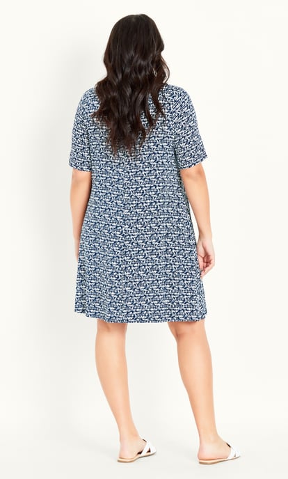 EVANS Women's Swing Dash Print Dress - navy