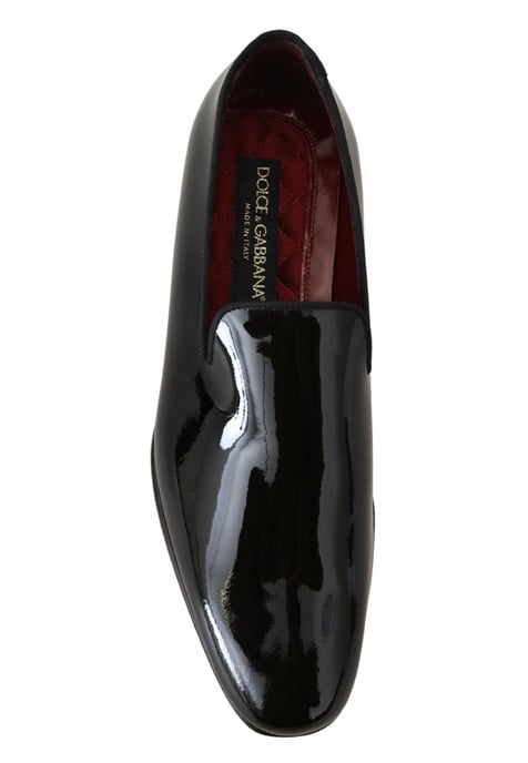 Dolce & Gabbana Men's Black Patent Slipper Loafers Slipon Shoes