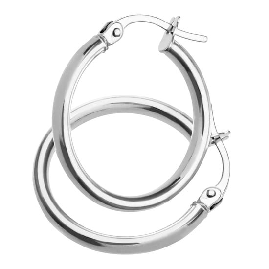 9ct White Gold Ladies Hoop Earrings - Image 1