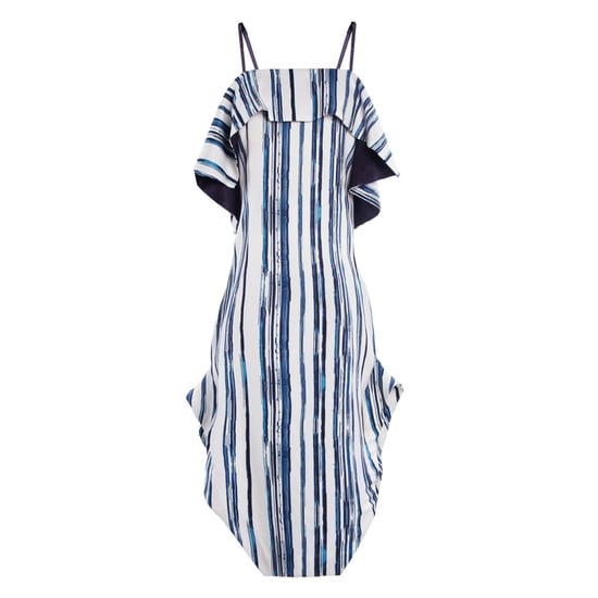 Stripe Print Cold Shoulder Dress