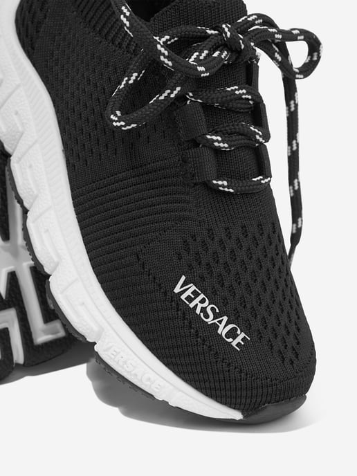 Versace Kids Logo Slip On Trainers in Black