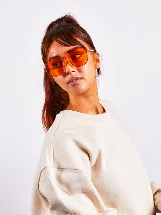 Gold rounded aviator style sunglasses
