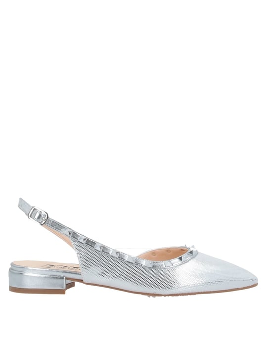 Divine Follie Silver Faux Leather Slingback Flats