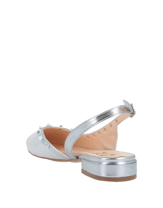 Divine Follie Silver Faux Leather Slingback Flats