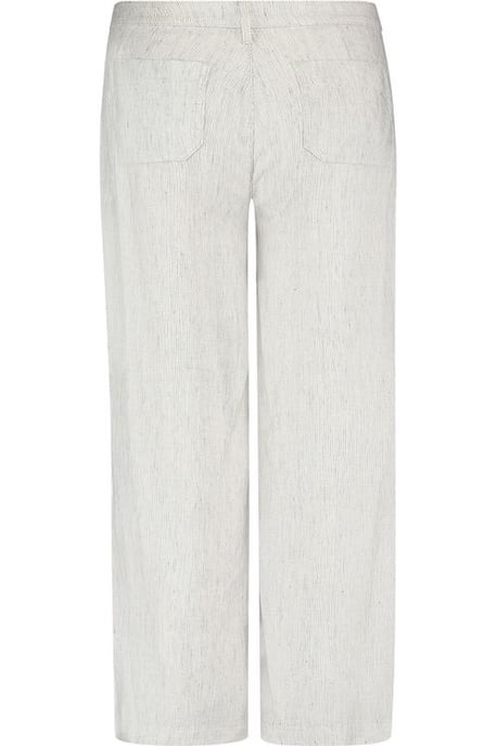 Wide Leg Ankle Trouser Striped Stretch Linen