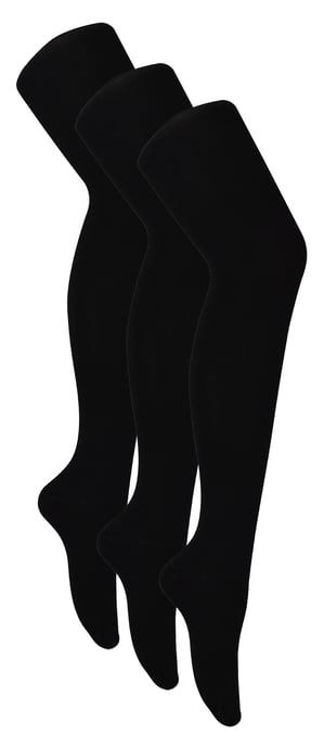 3 Pairs Ladies Bamboo Tights | Sock Snob | Soft Plain Opague Tights | Warm Black Pantyhose - Black - Image 1