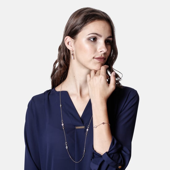 Orphelia 'Fawn' Women's 925 Sterling Silver Set: Chain + Bracelet + Earrings - Rose SET-7410 - Image 2
