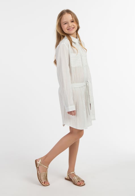 Dreimaster Overhemd blouse jurk Meisje Lichtblauwe strepen - Image 2