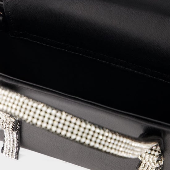 Bow Midi Handbag - Kara - Leather - Black