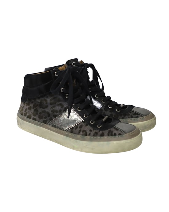 Jimmy Choo Belgravia Leopard High Top Trainers in Multicolor Leather - Image 3