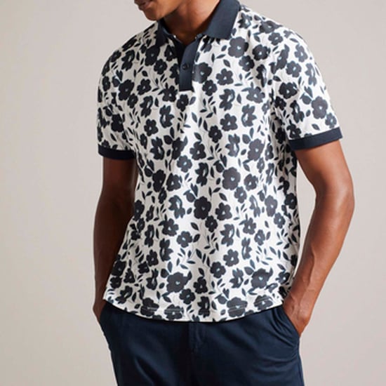 Men's Ted Baker Baskets Floral Allover Print Polo in Ecru - Image 1