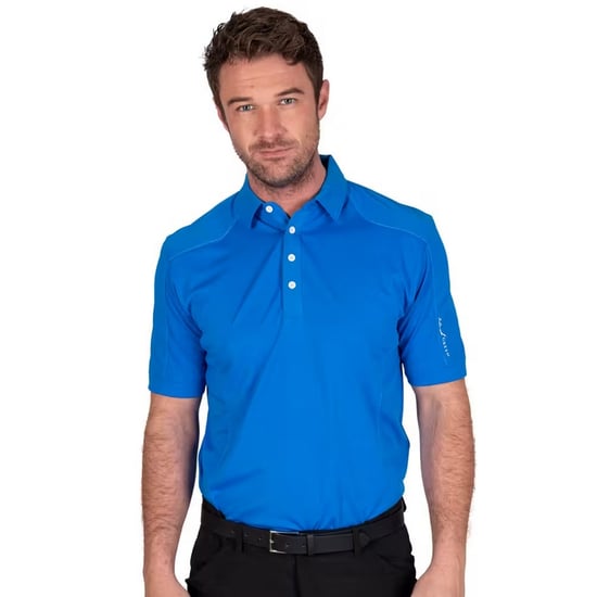Island Green Heren Gestikt Golf Poloshirt (Marine) - Image 1