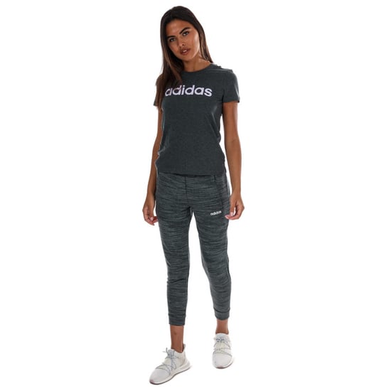 Women's adidas Essentials Linear Slim T-Shirt in Charcoal Marl