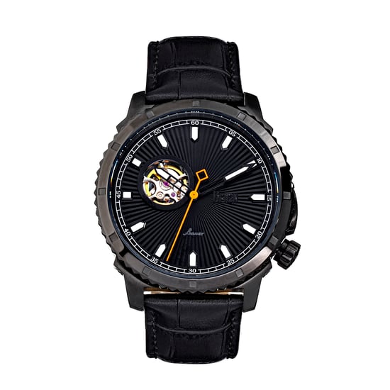 Reign Bauer Automatic Semi-SkeletonLeather-Band Watch
