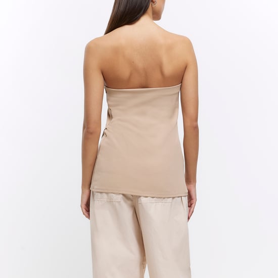 River Island Womens Blouse Stone Bandeau Asymmetric Top