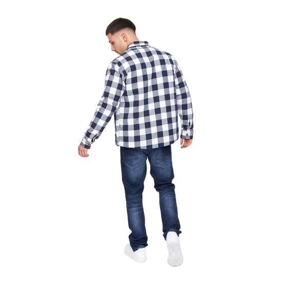 Crosshatch Mens Demaro Checked Lined Overshirt (Navy/White) - Image 2