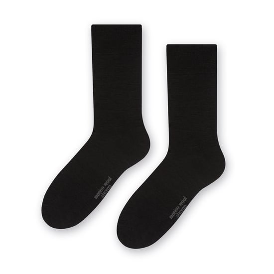 Mens Merino Wool Socks | Steven | Warm Knitted Ribbed Dress Socks - Black - Image 1