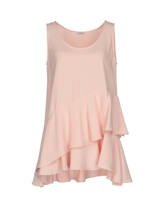 P.A.R.O.S.H. Light Pink Crepe Ruffle Tank
