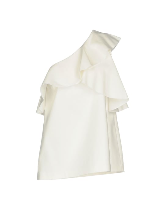 Pinko White Cotton Asymmetrical Top