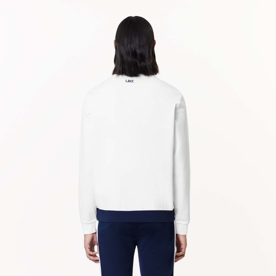 Men's Lacoste Sportsuit Ripstop Tennis Sweatshirt in White Navy