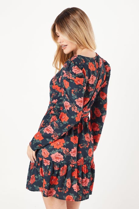 Floral Ruffle Hem Mini Dress - Image 3